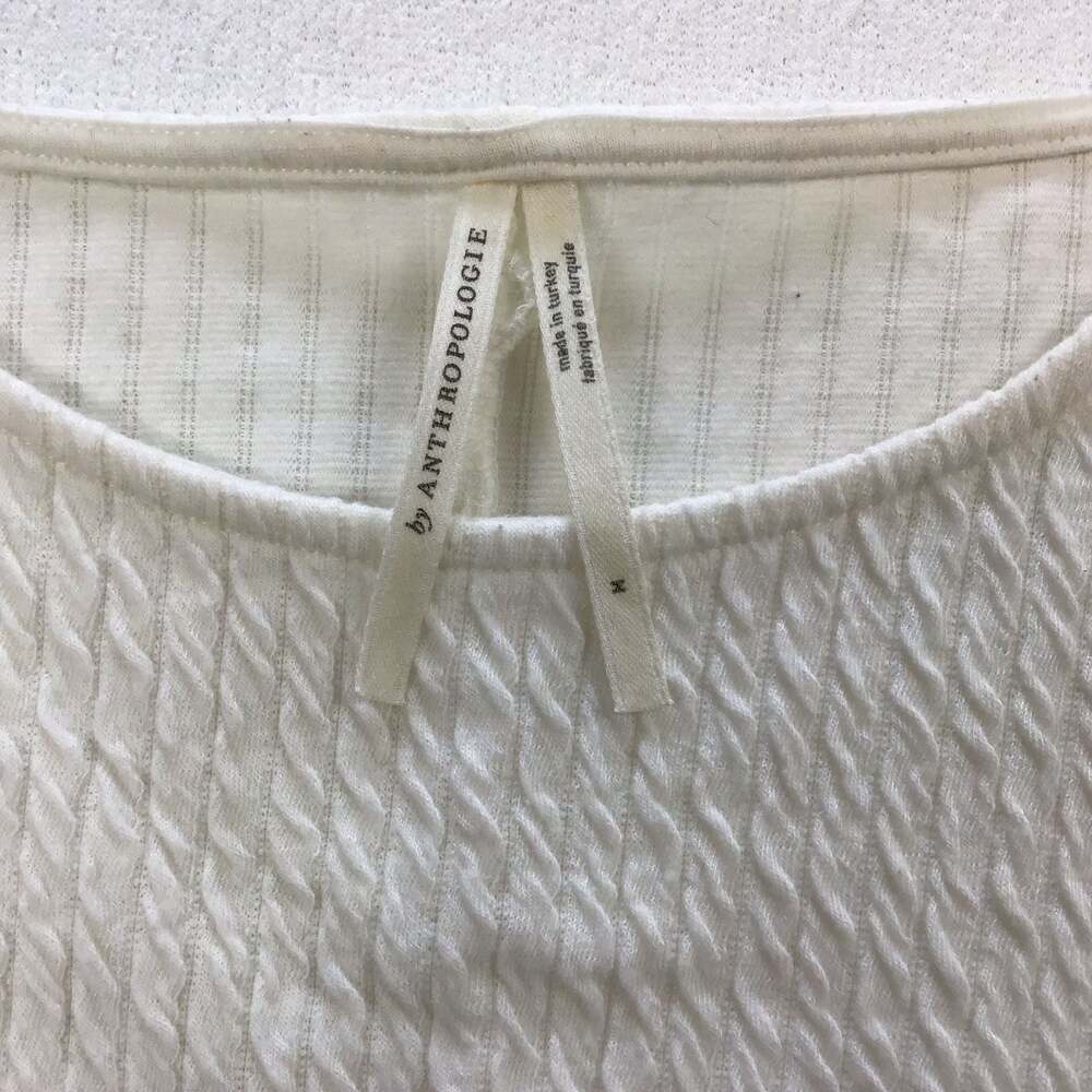 Anthropologie Arya White Cream Textured Long Sleeve Pullover Top Size M - Picture 6 of 11
